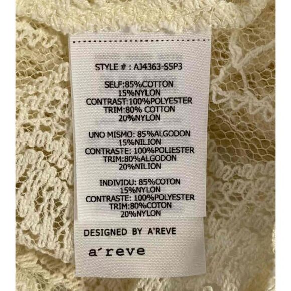 Areve Ivory Lace Open Front Long Sleeve Cardigan S - Picture 3 of 3
